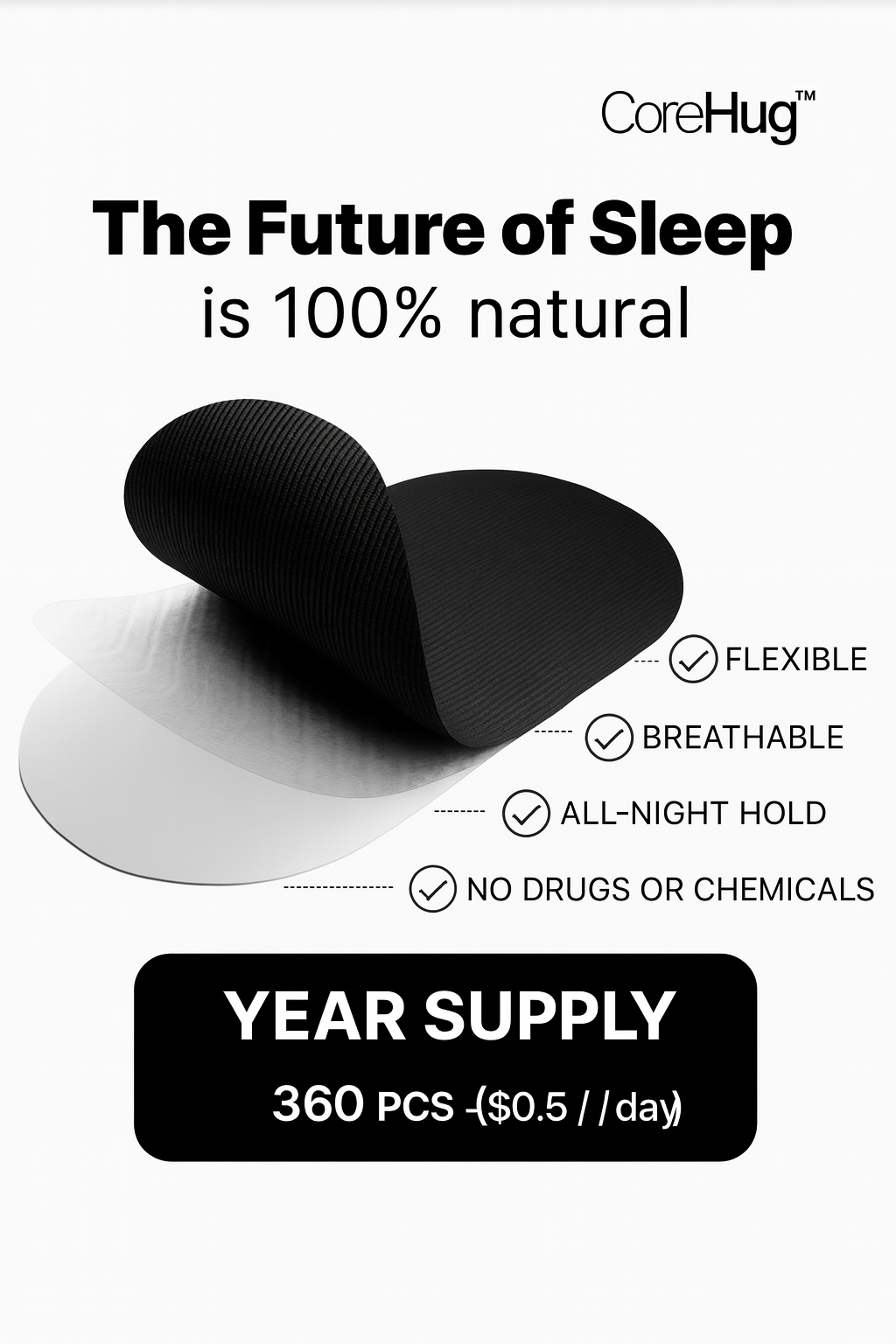 CoreHug™ Black Mouth Tape – Heavy Duty Sleep Strips